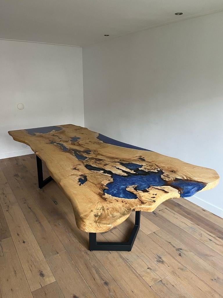 Unieke Epoxy Boomstamtafel - Keukentafel, Huis en Inrichting, Tafels | Eettafels, Modern, Industrieel, Rustiek, 100 tot 150 cm