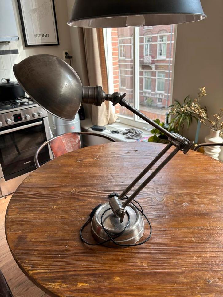 Verstelbare Bureaulamp met Lichtbol - Metaal, Huis en Inrichting, Lampen | Tafellampen, Gebruikt, 50 tot 75 cm, Metaal, Ophalen