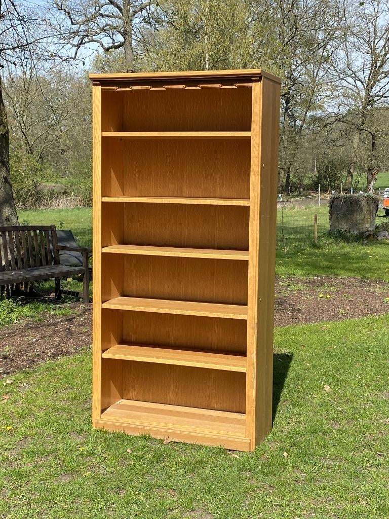Zware massief houten boekenkast 198 cm hoog, Ophalen, Met plank(en), Eikenhout, 50 tot 100 cm