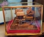 Miniatuur Thailand houtsnijwerk Teakhout Dorp, Ophalen of Verzenden