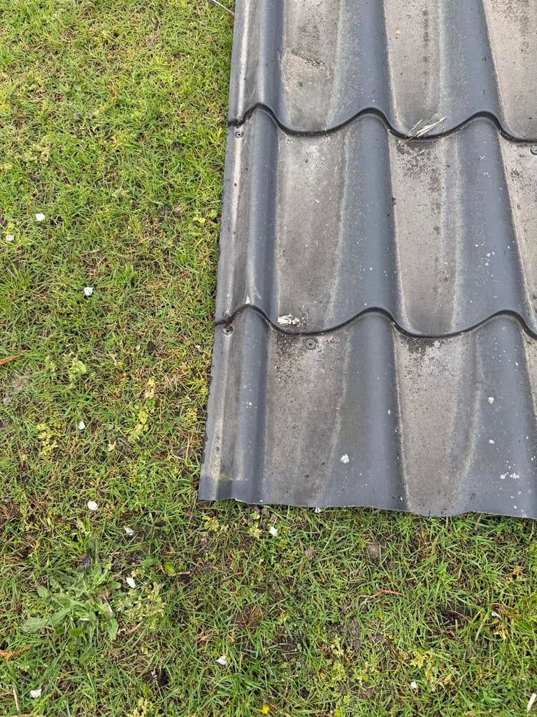 5 Dakpanplaten - 3.93m x 1,2m, Doe-het-zelf en Verbouw, Gebruikt, Zwart, 15 m² of meer, Metaal