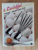 6 eierlepels 18/ 10 roestvrij edelstaal, Overige materialen, Ophalen of Verzenden, Zo goed als nieuw, Vaatwasserbestendig