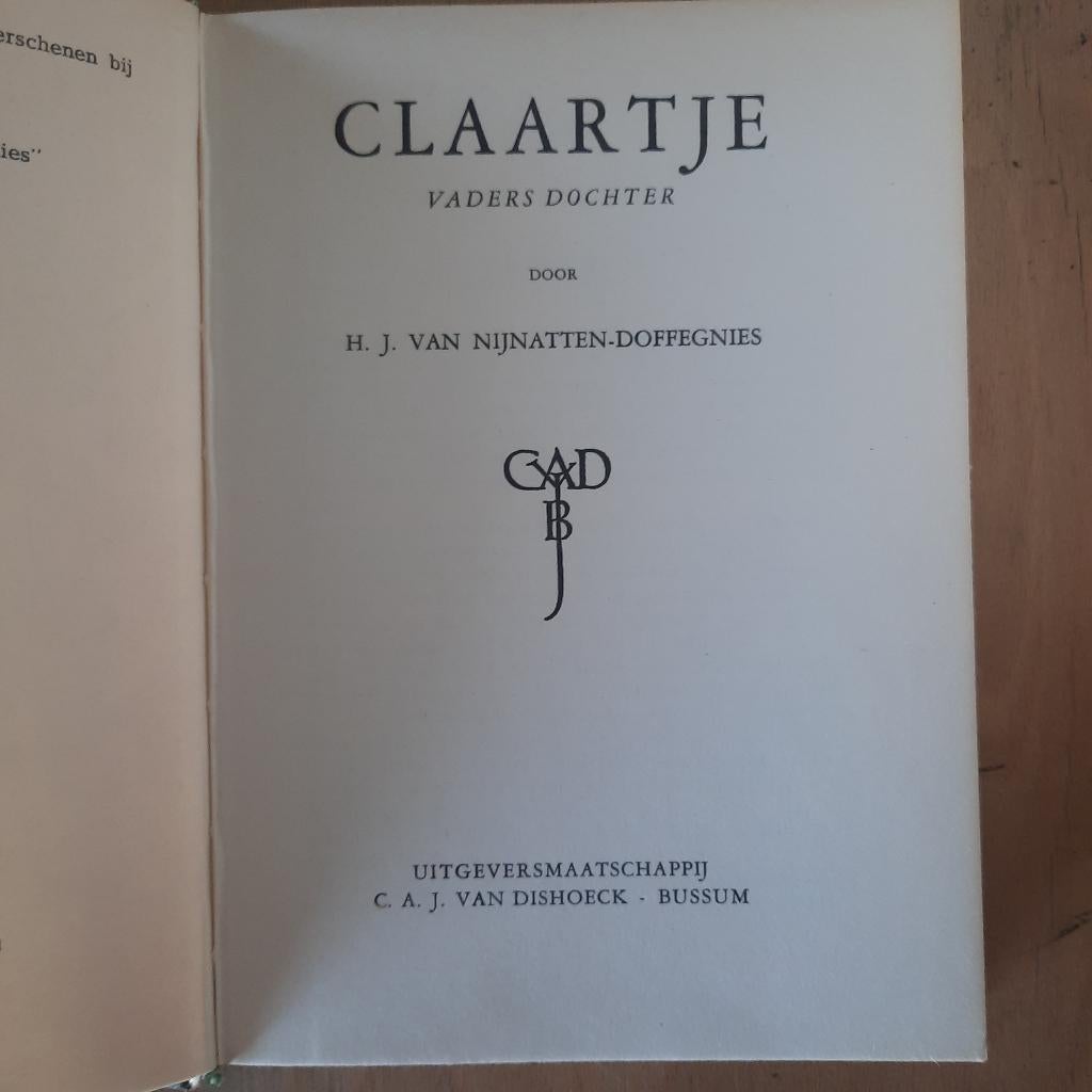 Claartje vaders dochter h.j.van nijnatten - doffegnies, Boeken, Ophalen of Verzenden, Gelezen