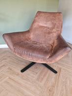 Microleder fauteuil / draaistoel in Cognac kleur, Huis en Inrichting, Fauteuils, Ophalen, Gebruikt, 75 tot 100 cm, 50 tot 75 cm