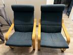 2x IKEA Poäng Fauteuil - Blauw met Houten Frame, 75 tot 100 cm, Ophalen of Verzenden, Zo goed als nieuw, 50 tot 75 cm