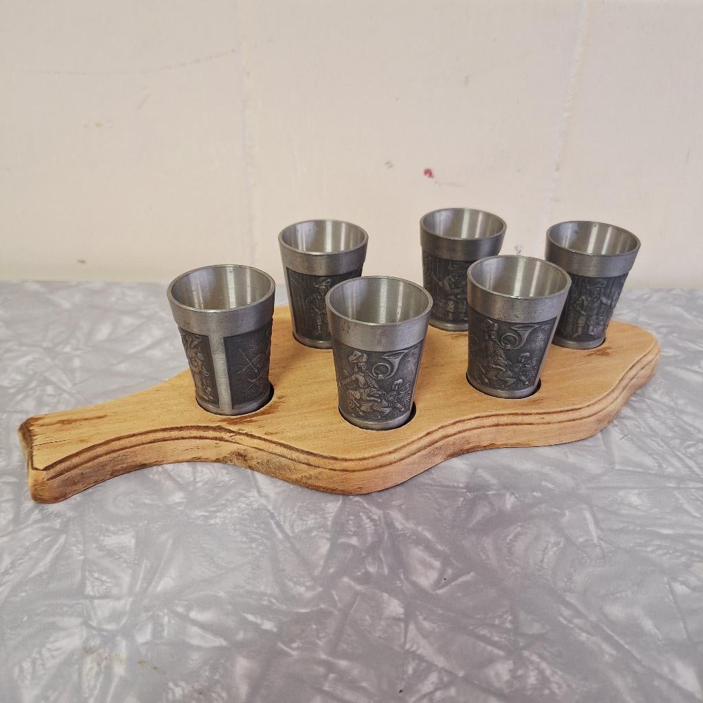 6 x Kleine Tinnen Glaasjes / Rein Zinn Schnaps Glaasjes, Verzamelen, Glas en Borrelglaasjes, Gebruikt, -, -, Ophalen of Verzenden