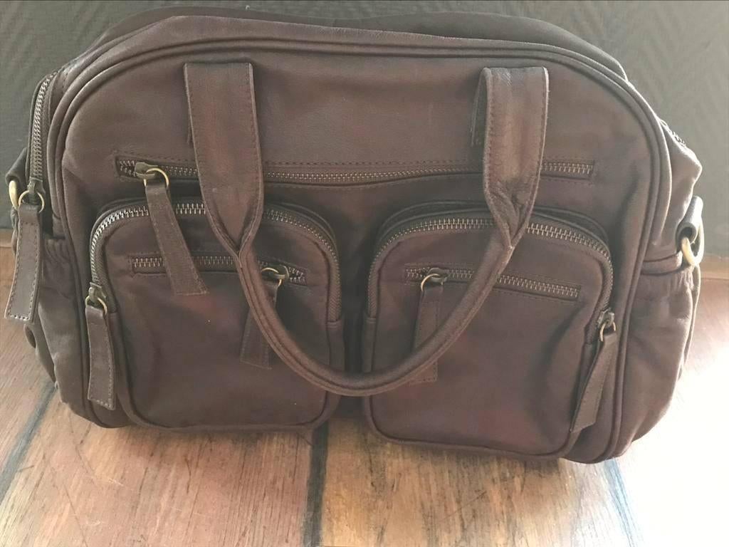 Prachtige leren schouder- en handtas. Handgemaakt op Bali, Ophalen of Verzenden, Nieuw, Bruin, Handtas