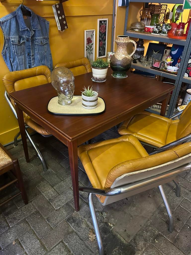 Vintage jaren 70 teak houten uitschuifbare eettafel, Ophalen, Vintage, ?, Zo goed als nieuw