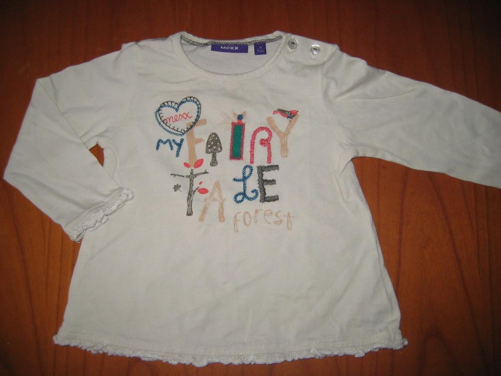 Mexx: beige shirt, 74, Kinderen en Baby's, Babykleding | Maat 74, Ophalen of Verzenden, Zo goed als nieuw, Meisje, Shirtje of Longsleeve