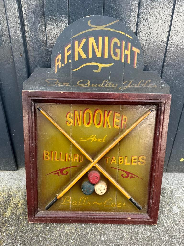 R.F. Knight Snooker Billiard tables bord, Ophalen of Verzenden, Zo goed als nieuw, Reclamebord