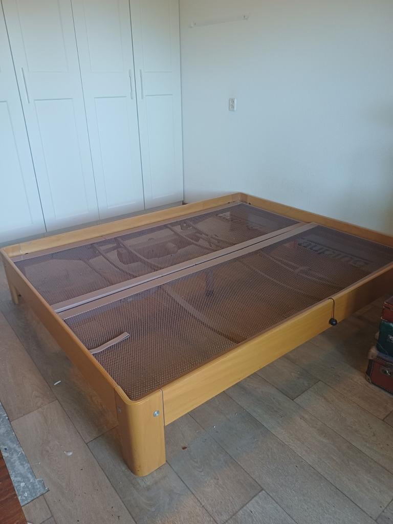 Auping 2-persoons bed van hout, 204x163 cm, Ophalen, Gebruikt, Tweepersoons, Overige maten