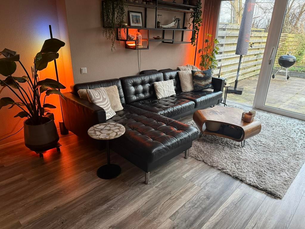 Zwarte hoekbank - gratis afhalen, Ophalen of Verzenden, Zo goed als nieuw