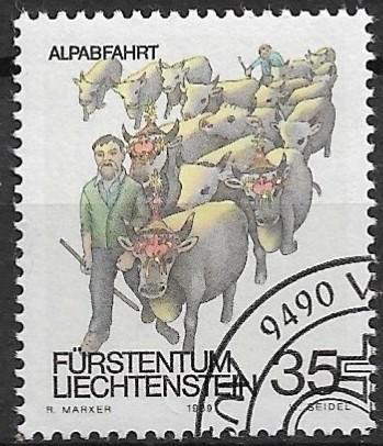 Liechtenstein 1989 mi.971 zoogdieren KOEIEN, Postzegels en Munten, Postzegels | Europa | Overig, Gestempeld, Overige landen, Verzenden