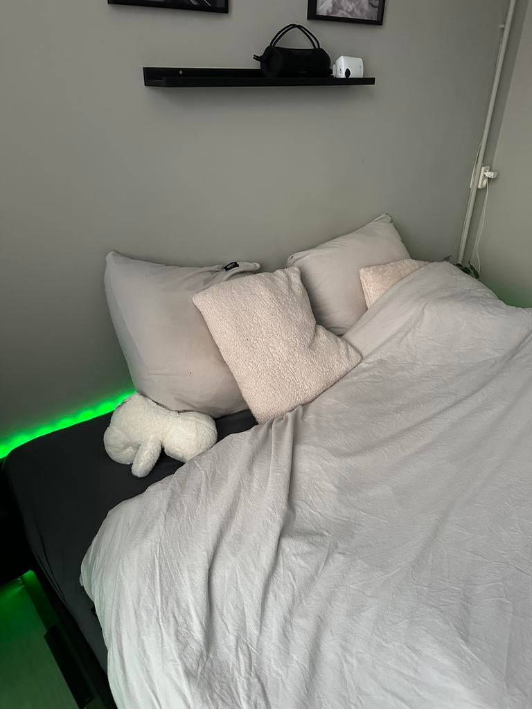 IKEA BRIMNES bed met 4 lades inclusief matras 180x200 zwart, Ophalen, Wit, Tweepersoons, 140 cm