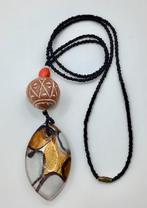Vintage etnische ketting Onyx kralen Murano glas goud poeder, Verzenden, Overige materialen, Ketting