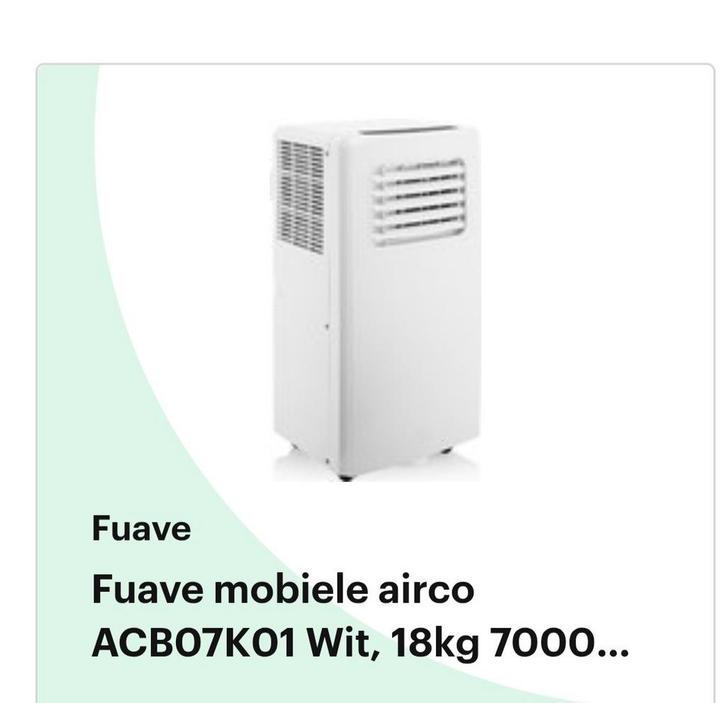 Fuave Mobiele Airco ACB07K01 Wit - Compact en Krachtig, Witgoed en Apparatuur, Airco's, Ophalen