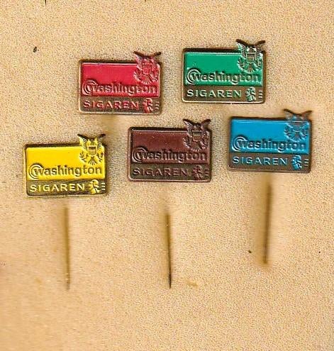 5 verschillende holmetaal speldjes Washington sigaren, Ophalen of Verzenden, Overige onderwerpen, Speldje of Pin