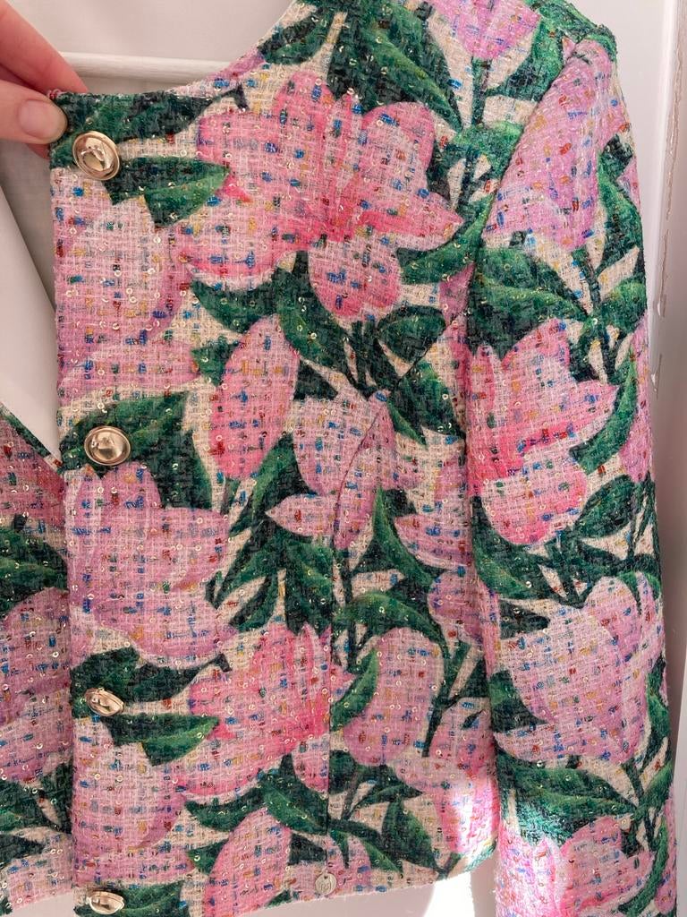 Rinascimento Bloemen Tweed Jasje Maat L, Maat 42/44 (L), Ophalen of Verzenden, Zo goed als nieuw, Jasje