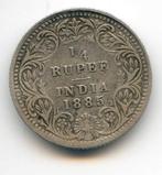 India Brits 1/4 Rupee 1885 Calcutta Oplage Ca. 1 Miljoen, Verzenden, Zuid-Azië, Zilver