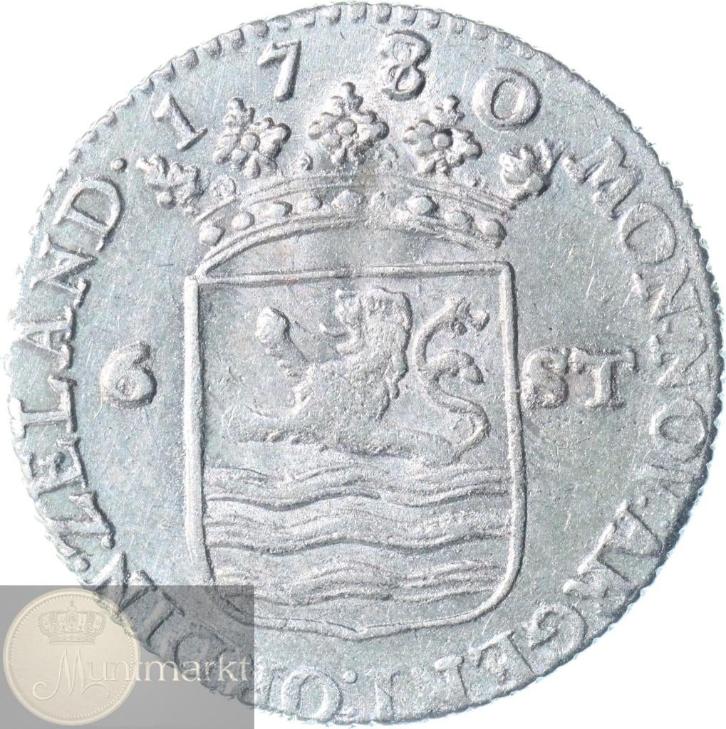 Zeeland - Scheepjesschelling / 6 Stuivers 1780 overslag 1770, Postzegels en Munten, Munten | Nederland, Vóór koninkrijk, Zilver