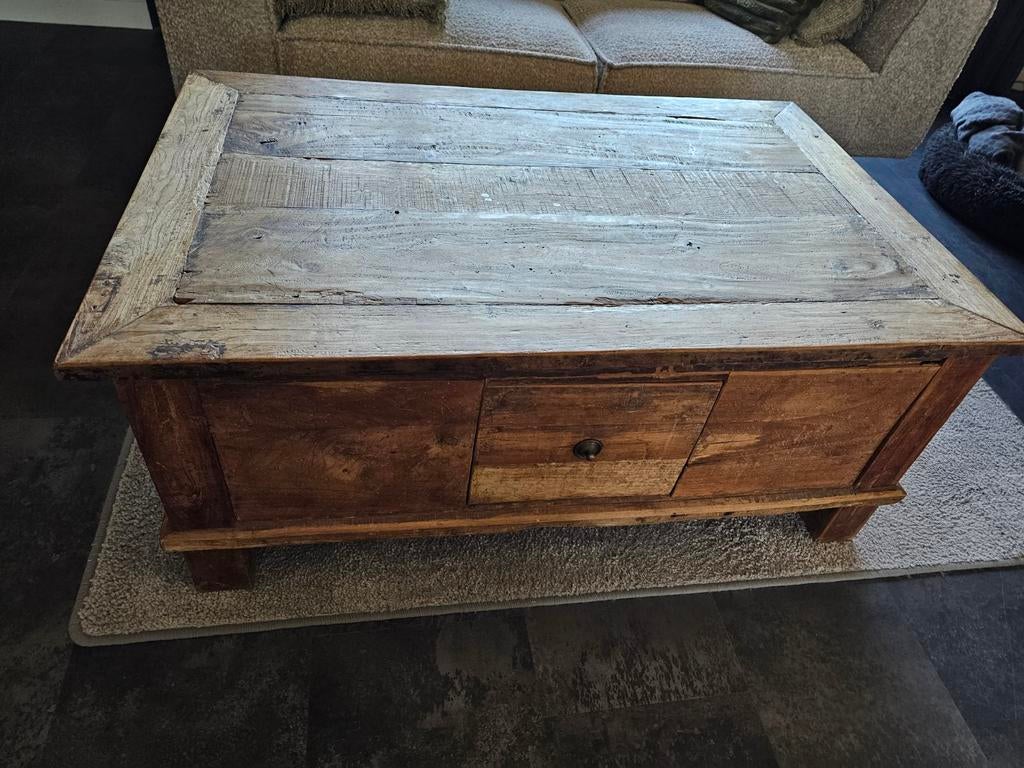 Salontafel teak, oud, vintage hout, Ophalen, Rechthoekig