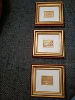 3 Gilde Handwerk schilderijtjes met 23kr gouden lijst, Antiek en Kunst, Ophalen of Verzenden