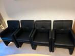 Zwarte eetkamer stoelen, Huis en Inrichting, Ophalen, Gebruikt, Zwart, Leer
