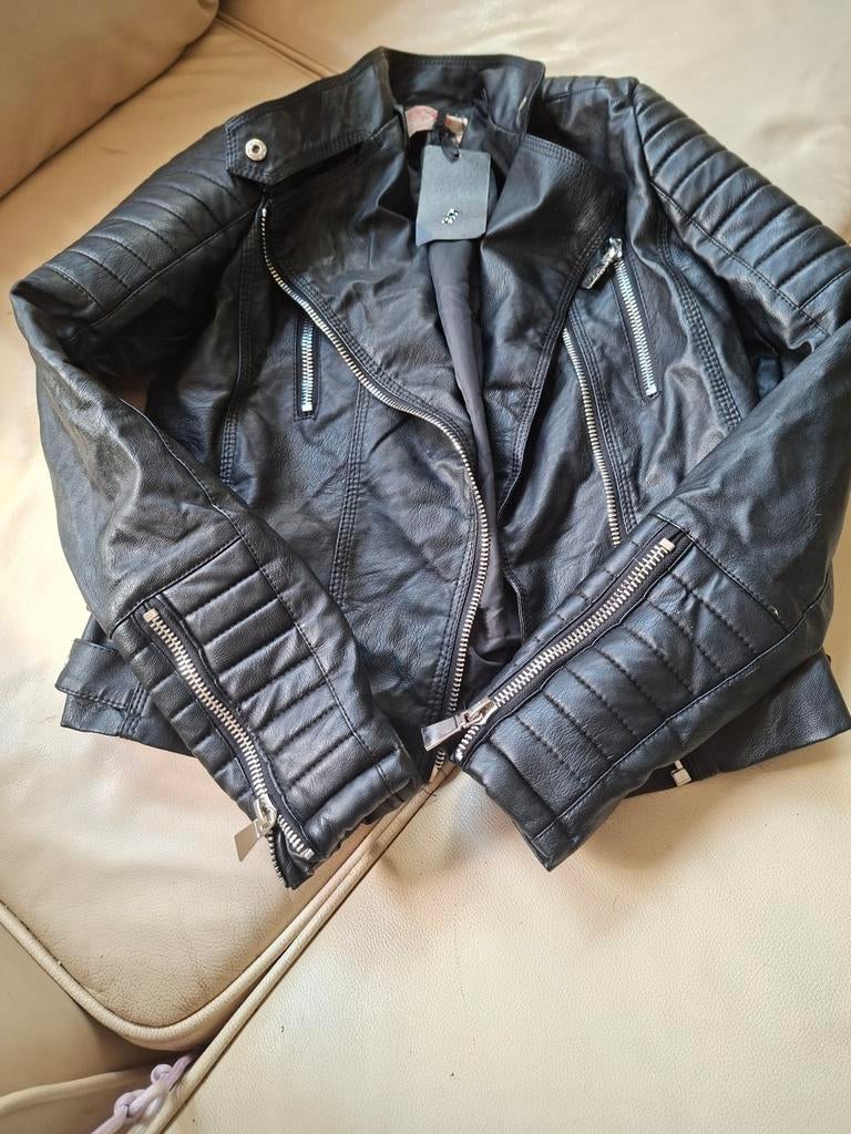 Zwart leren bikerjack, maat 42/ , nieuw met kaartje, Zwart, Toyelle, Maat 42/44 (L), Nieuw