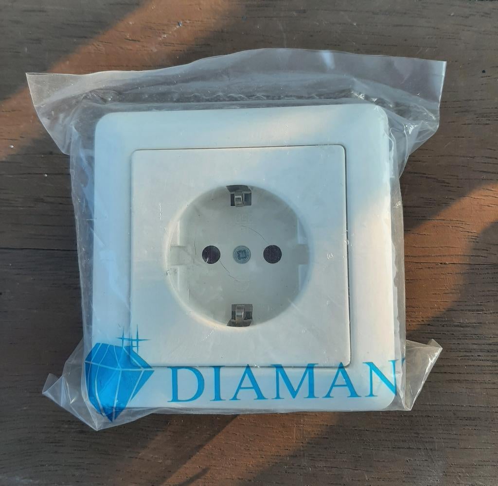Diamant Wandcontactdoos met Randaarde Nieuw in verpakking, Ophalen, Nieuw, Inbouw Wandcontactdoos met Randaarde