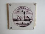 een antieke tegel met een kasteelhoeve., Ophalen of Verzenden