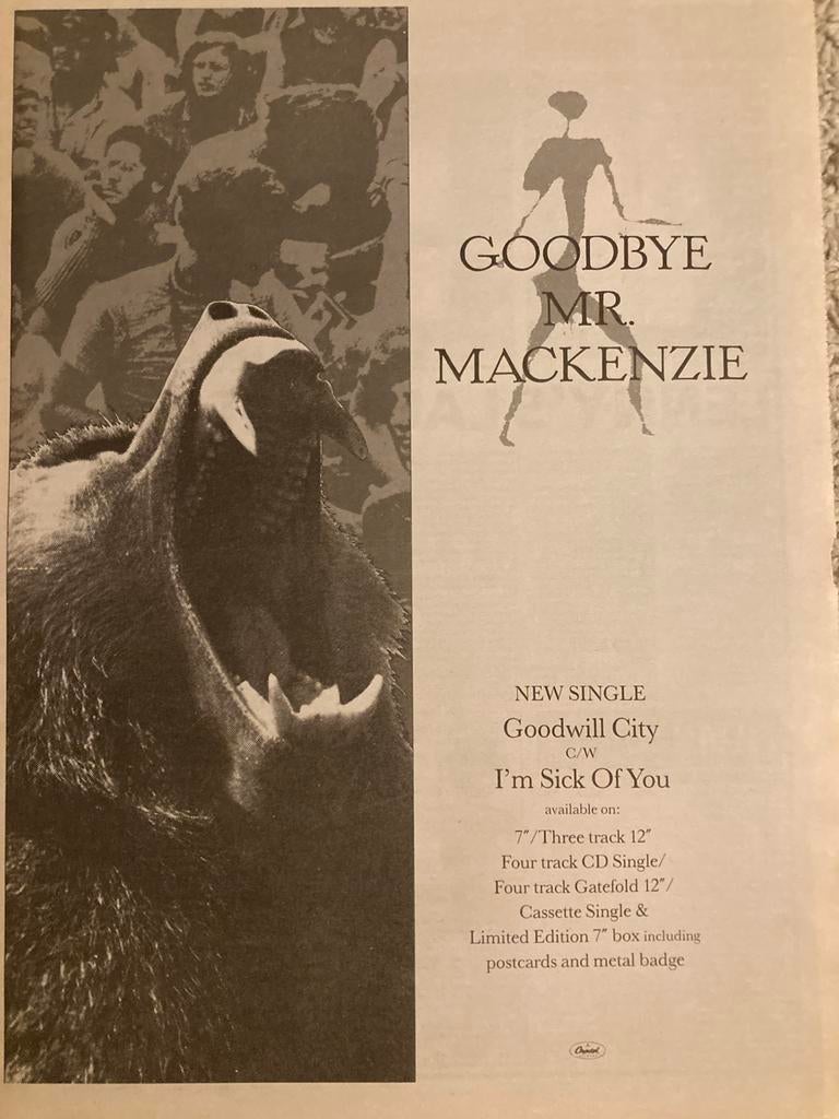 GOODBYE MR MACKENZIE Goodwill City release A3 advertentie, Ophalen of Verzenden, Zo goed als nieuw