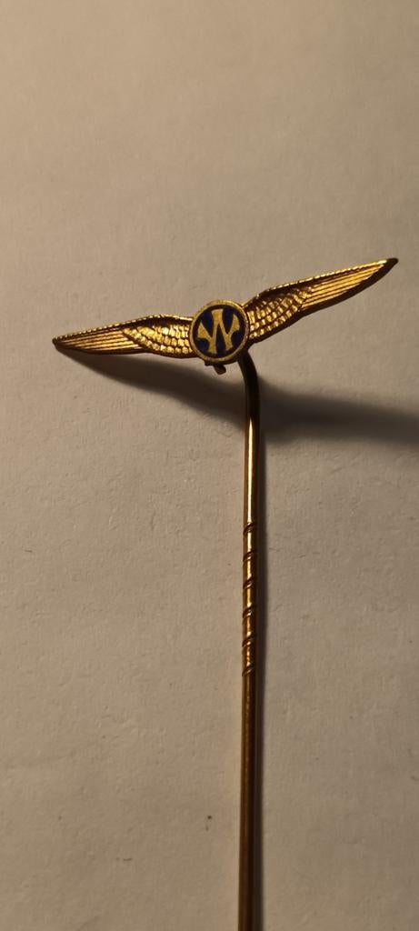 Vintage Gouden Vleugelspeld met 'W' Logo, Ophalen of Verzenden