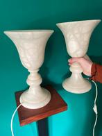 Twee geweldige design albasten lampen, Huis en Inrichting, Lampen | Tafellampen, Ophalen of Verzenden, Zo goed als nieuw, Minder dan 50 cm
