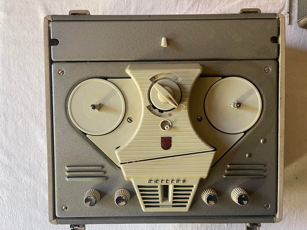 Philips EL 3517 open reel bandrecorder met microfoon, Ophalen of Verzenden, Bandrecorder, Met stofkap