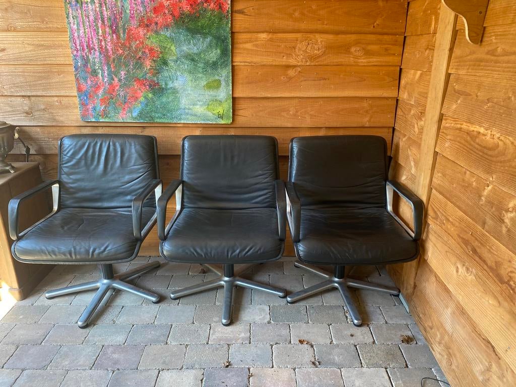 3 Vintage stoel Wilkhahn Delta 2000 draaibare fauteuil, Huis en Inrichting, Ophalen, Gebruikt, Drie, Zwart