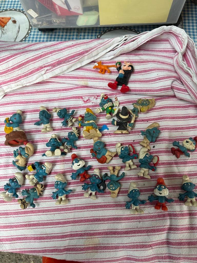 Smurfen uit de jaren '70 - Schuurvondst, sommige gemerkt Pey, Verzamelen, Smurfen, Ophalen of Verzenden, Gebruikt, Verschillende Smurfen