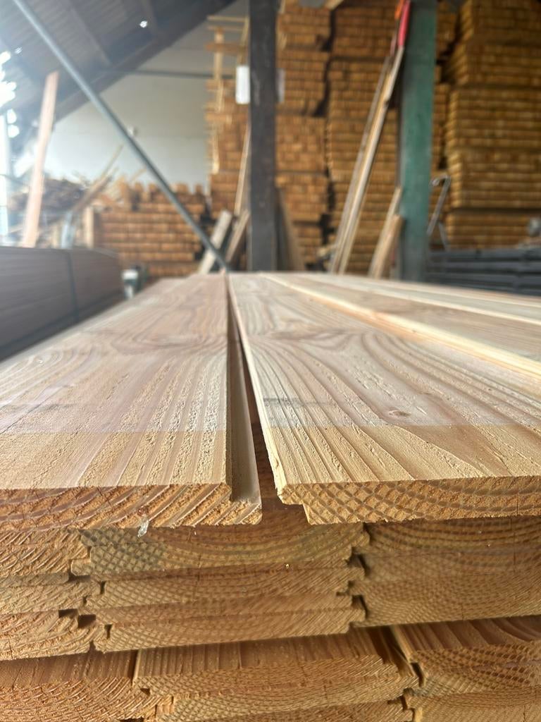 Douglas wisselsponning/dakbeschot rabat  1.8x19.5x300/400 cm, Ophalen of Verzenden, Nieuw, 250 cm of meer, Planken