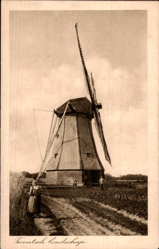 Molen - Twentsch landschap, Verzamelen, Ansichtkaarten | Nederland, Gelopen, Overijssel, Voor 1920, Ophalen of Verzenden