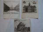 Gravures 3 stuks Waag Beurs Stadhuis Amsterdam 1720, Verzenden