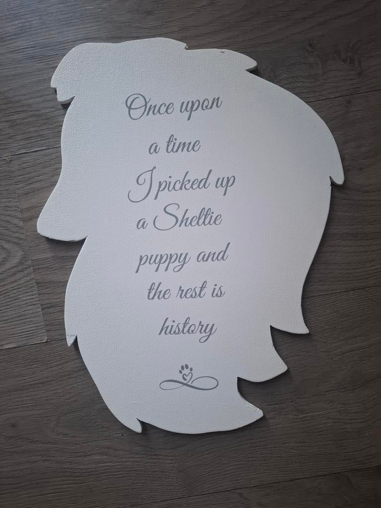 Uniek Sheltie Wandbord met Tekst - Handgemaakt, Ophalen of Verzenden, Nieuw