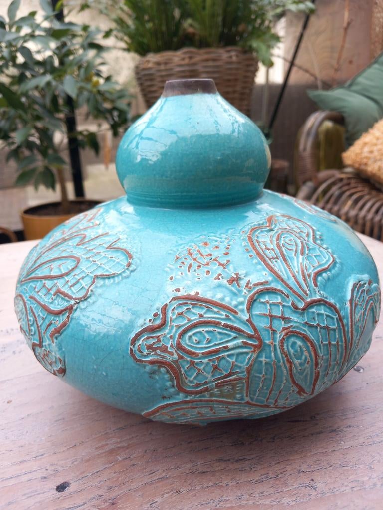 Ibiza style blauwe kruik, Huis en Inrichting, Ophalen, Blauw, Aardewerk of Porselein, Minder dan 50 cm