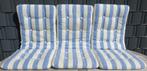 3 KaBeGe blauwe met wit gestreepte tuinstoelkussens, Ophalen of Verzenden, Zo goed als nieuw