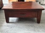 Te koop vierkante teakhouten Salontafel, met lade., Ophalen, Gebruikt, 50 tot 100 cm, Teakhout