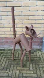 Kunstwerk kat roestig ijzer 85 cm, Ophalen, Gebruikt, Metaal, Dierenbeeld