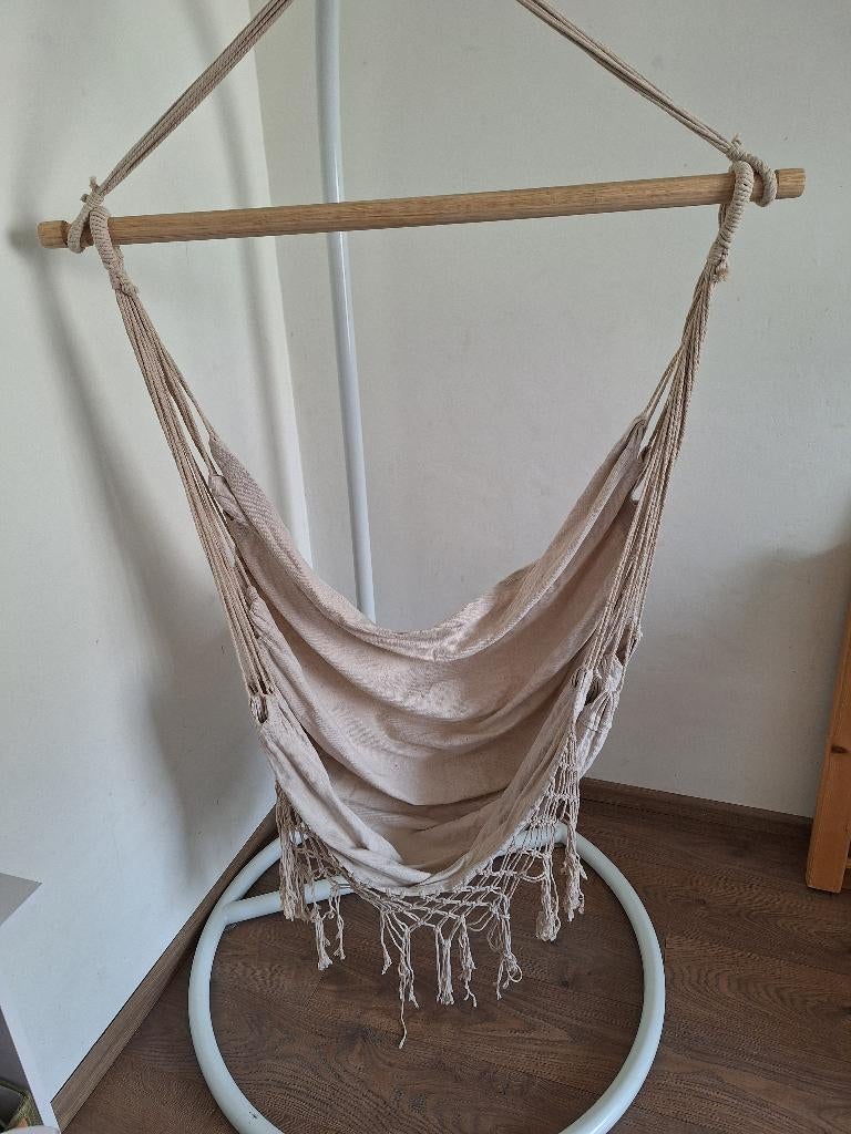 Hangstoel met macramé – zonder standaard, Gebruikt, Opvouwbaar, Ophalen of Verzenden, Eenpersoons