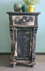 Brocante vintage landelijk kastje nachtkastje zwart boho, Ophalen, Zo goed als nieuw