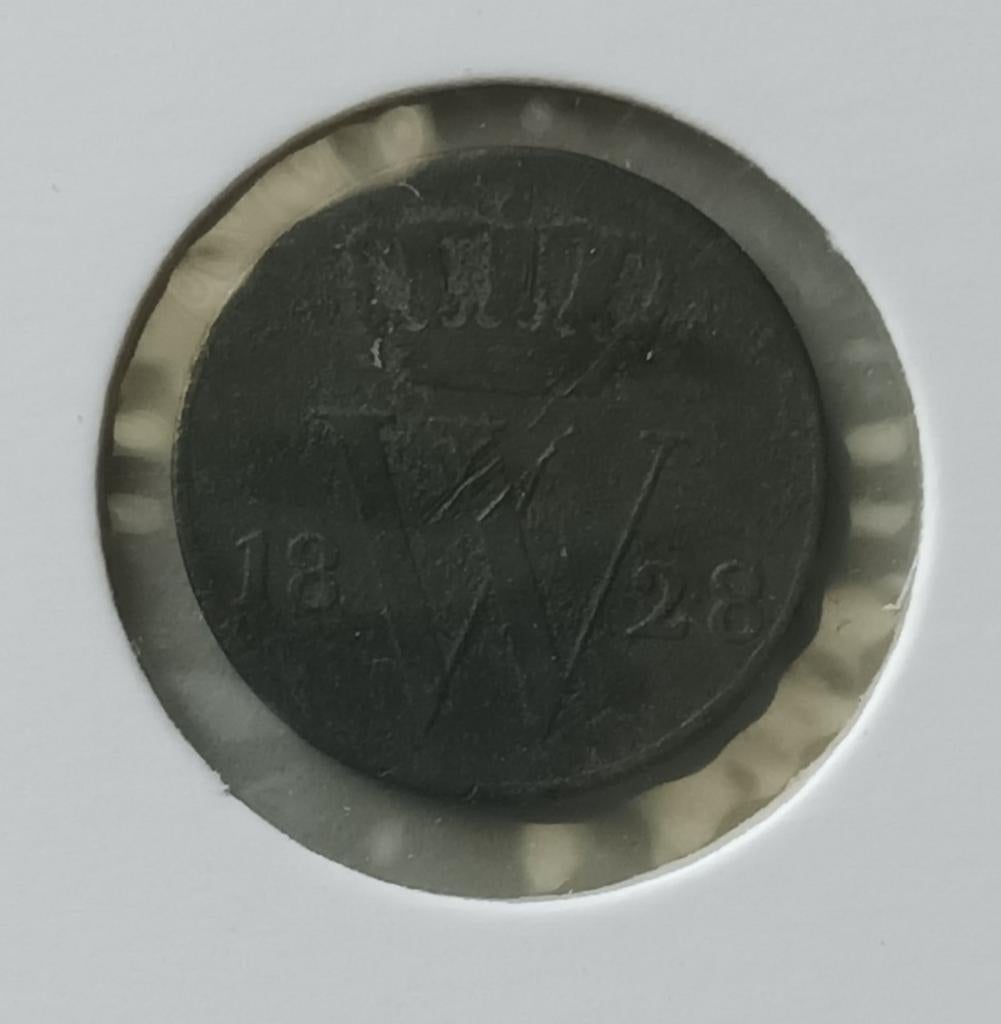 Halve cent Willem 1828 U, Ophalen of Verzenden, Koning Willem I, Overige waardes, Losse munt