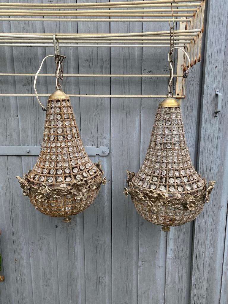 Grote kroonluchter, Huis en Inrichting, Lampen | Kroonluchters, Ophalen, Gebruikt, Glas