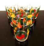 Glazen met fruit decor, set van 6., Verzamelen, Glas en Borrelglaasjes, Ophalen of Verzenden, Zo goed als nieuw, Frisdrankglas