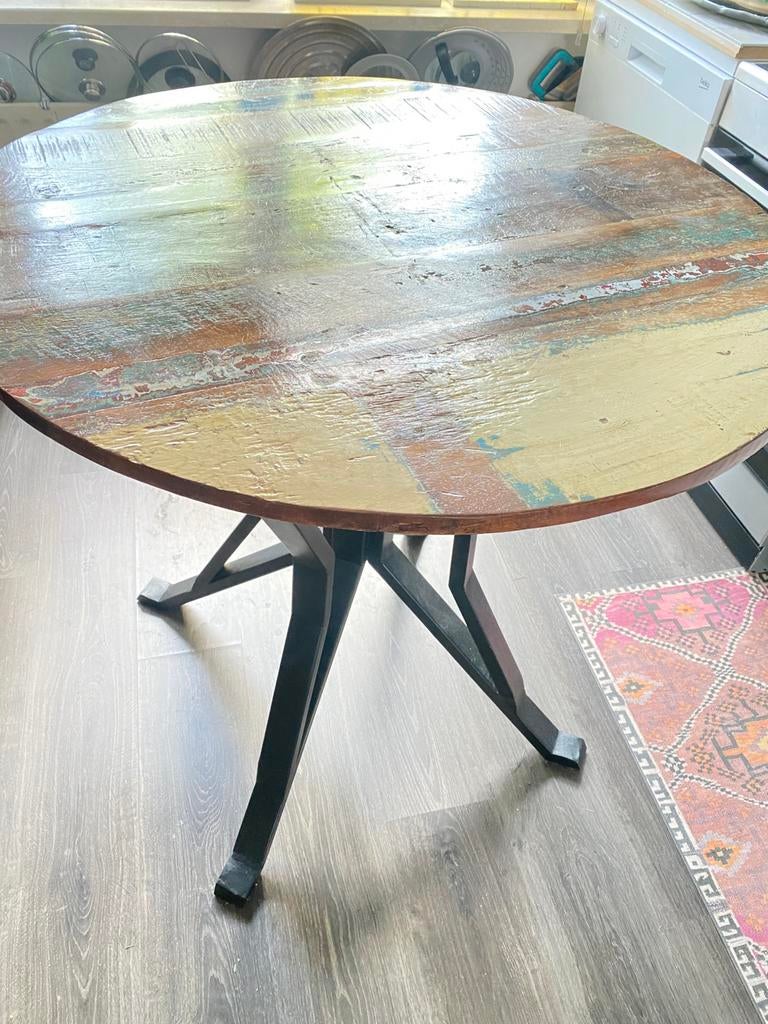 Bartafel massief hout, mango gekleurd, Ophalen, Gebruikt, 50 tot 100 cm, Rond